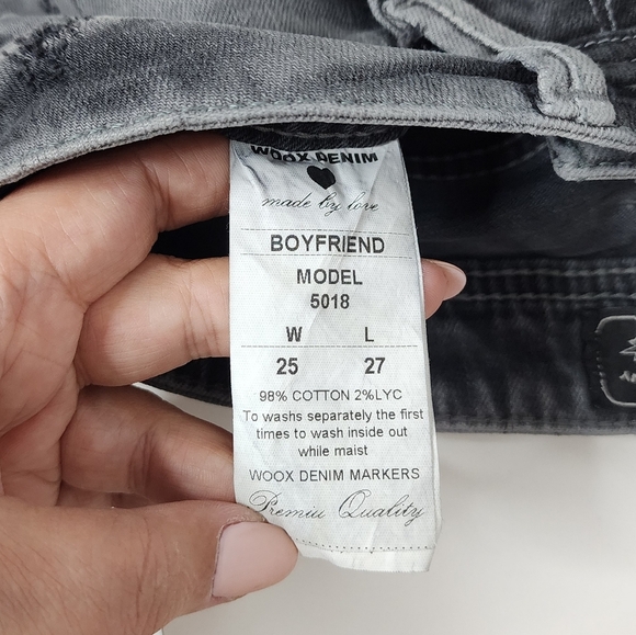 🔥Woox Denim Boyfriend Jeans with Distressed Acid Wash Size W25×L27 - Picture 5 of 6